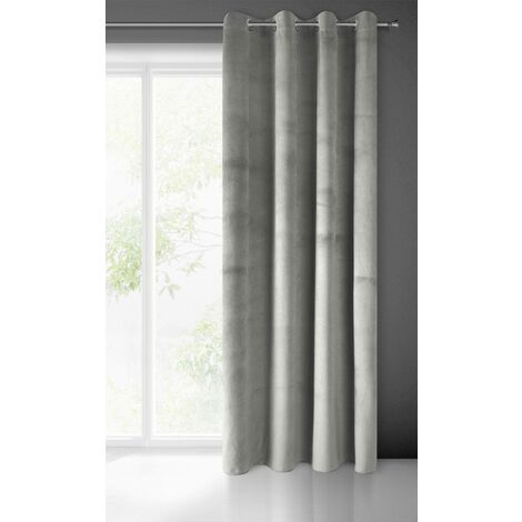 Eurofirany Pierre Tenda Velluto, per Soggiorno, Camera da Letto, Moderna, Classica, Occhielli in Metallo. Pezzo da 215 g/m Tessuto, Grigio Argentato, 140 x 250cm