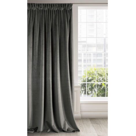 Eurofirany RIA Tenda Oscurante con Fettuccia Arricciatenda - Extra Lunga, Elegante, Tinta Unita per Soggiorno, Camera da Letto, Densità 290 g/m², 140x270 cm, Grigio Grafite