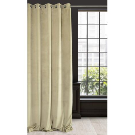 EUROFIRANY - Tenda in velluto Velvet Warm Beige, tinta unita, liscia, con occhielli in metallo, 300 g/m2, 140 x 250 cm, 1 pezzo Opaca, soffice, moderno, classico, soggiorno, camera da letto