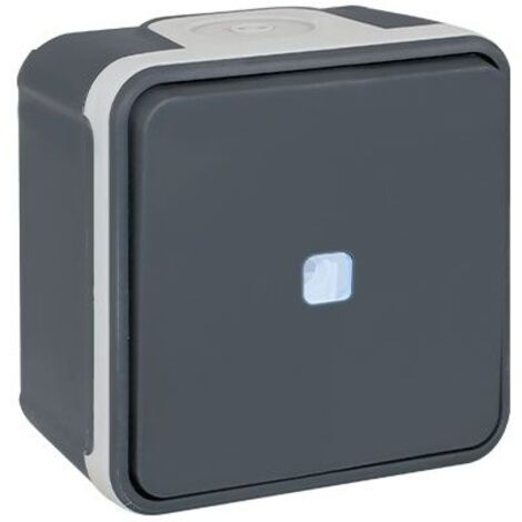 EUROHM OXXO INTERRUPTEUR VA ET VIENT LUMINEUX ÉTANCHE COMPLET ANTHRACITE IP55 - 60801