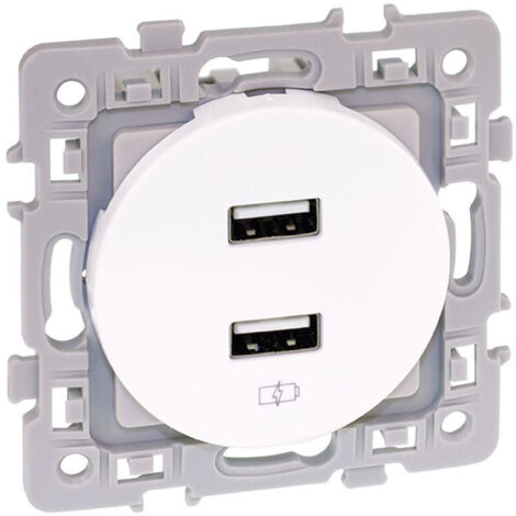 EUROHM SQUARE PRISE USB DOUBLE 2000 MA BLANC - 60229