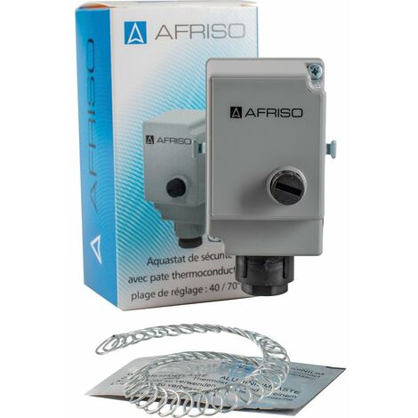 Eurojauge – Aquastat de sécurité avec pâte thermoconductrice – Régulation 40°C à 70°C – Préréglé à 60°C – Sonde en cuivre IP40