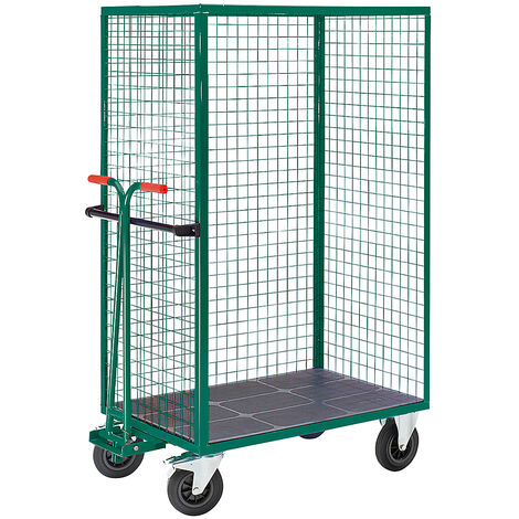 EUROKRAFT ACTIVE GREEN Chariot à tablettes - un grand côté ouvert - vert turquoise - Coloris piétement: turquoise