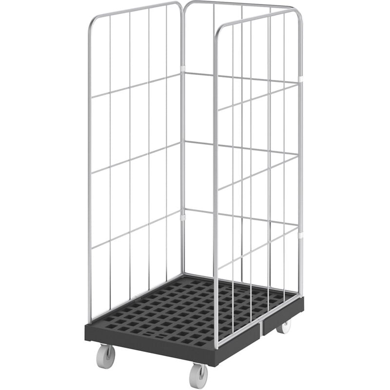 Eurokraftbasic - eurokraft basic, Roll-conteneur à grillage latéral, 3 côtés,