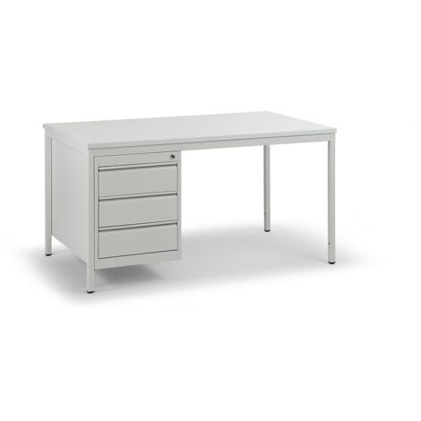 eurokraft basic, Bureau d'atelier gris clair, tiroirs 3 x 140