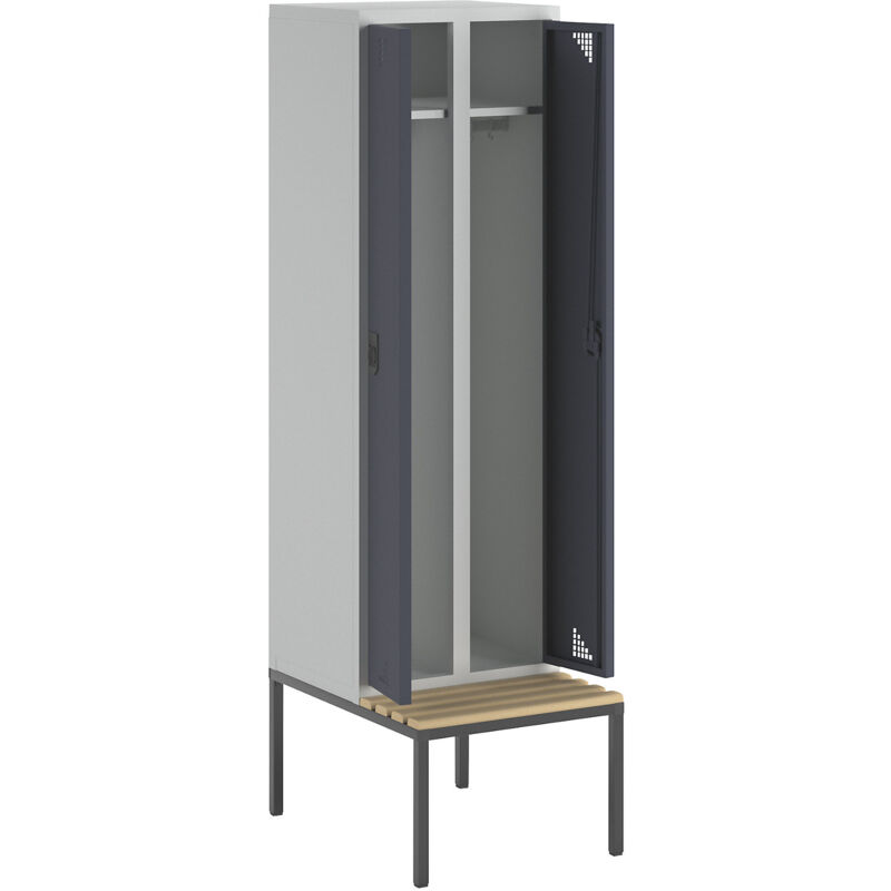 Pro, Vestiaire Bremen avec banc, 2 compartiments, - Eurokraft
