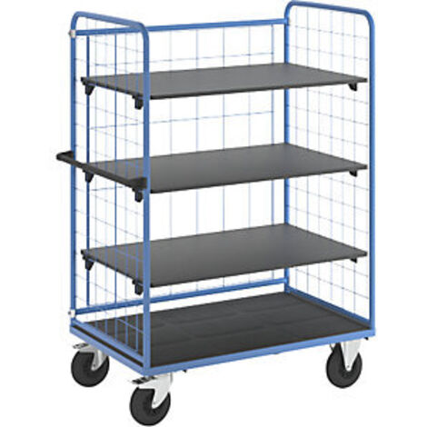 eurokraft pro  Carrello a ripiani  sponde grigliate su tre lati