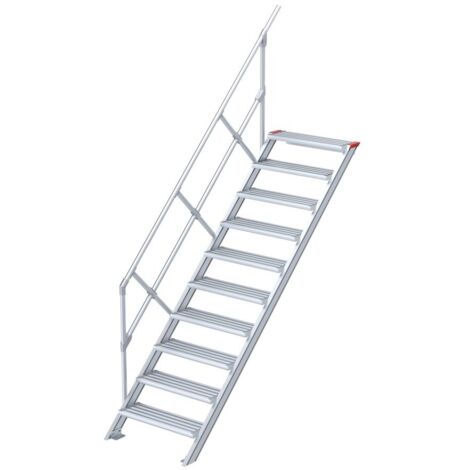 Euroline 510 Treppe 45° 1000mm Stufenbreite 10 Stufen Alu gerieft