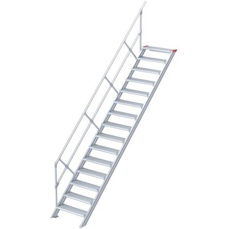Euroline 510 Treppe 45° 600mm Stufenbreite 15 Stufen Alu gerieft