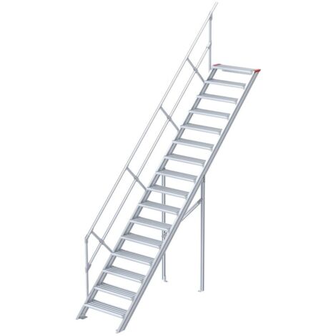 Euroline 510 Treppe 45° 600mm Stufenbreite 16 Stufen Alu gerieft