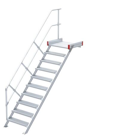 Euroline 511 Podesttreppe 45° 1000mm Stufenbreite 10 Stufen Alu gerieft