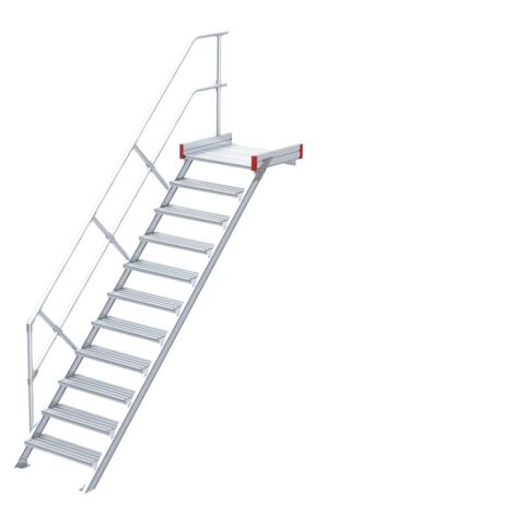 Euroline 511 Podesttreppe 45° 1000mm Stufenbreite 11 Stufen Alu gerieft