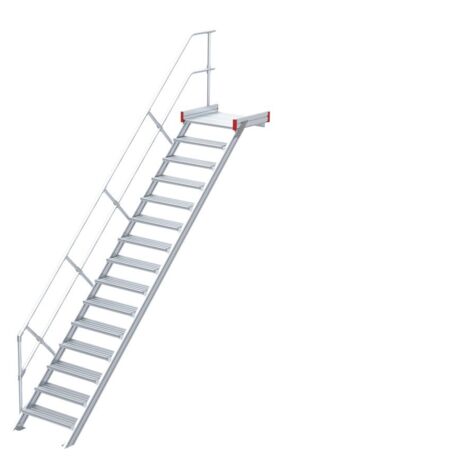 Euroline 511 Podesttreppe 45° 1000mm Stufenbreite 15 Stufen Alu gerieft