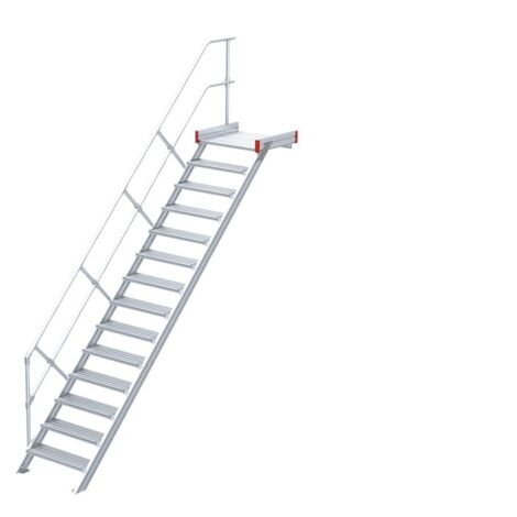 Euroline 511 Podesttreppe 45° 600mm Stufenbreite 14 Stufen Alu gerieft