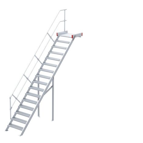 Euroline 511 Podesttreppe 45° 600mm Stufenbreite 16 Stufen Alu gerieft