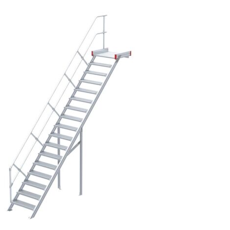 Euroline 511 Podesttreppe 45° 600mm Stufenbreite 17 Stufen Alu gerieft