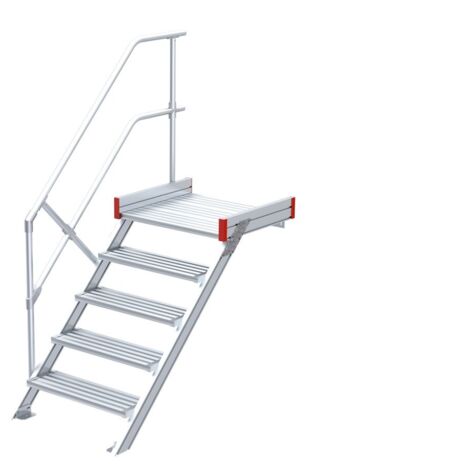 Euroline 511 Podesttreppe 45° 600mm Stufenbreite 5 Stufen Alu gerieft
