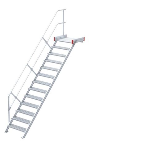 Euroline 511 Podesttreppe 45° 800mm Stufenbreite 13 Stufen Alu gerieft