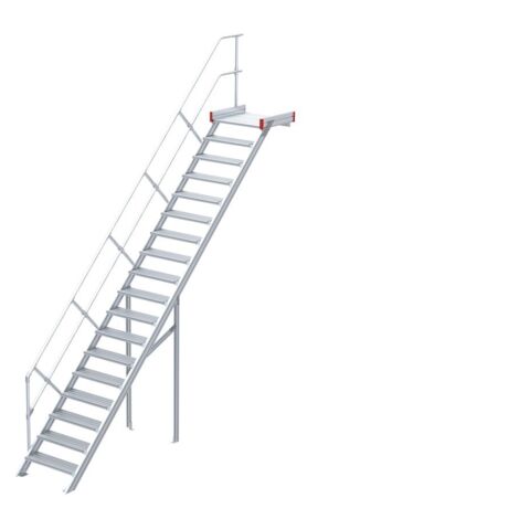 Euroline 511 Podesttreppe 45° 800mm Stufenbreite 16 Stufen Alu gerieft