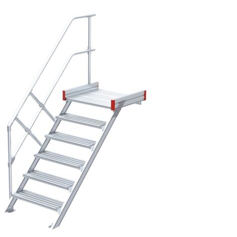 Euroline 511 Podesttreppe 45° 800mm Stufenbreite 6 Stufen Alu gerieft