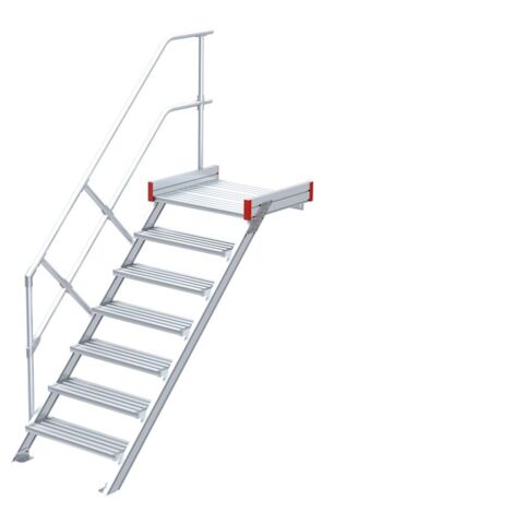 Euroline 511 Podesttreppe 45° 800mm Stufenbreite 7 Stufen Alu gerieft