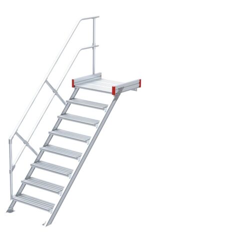 Euroline 511 Podesttreppe 45° 800mm Stufenbreite 8 Stufen Alu gerieft