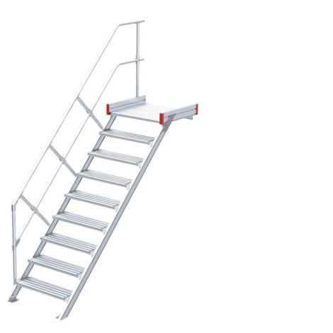 Euroline 511 Podesttreppe 45° 800mm Stufenbreite 9 Stufen Alu gerieft