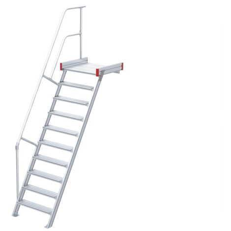 Euroline 511 Podesttreppe 60° 1000mm Stufenbreite 10 Stufen Alu gerieft