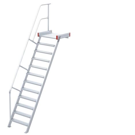 Euroline 511 Podesttreppe 60° 1000mm Stufenbreite 12 Stufen Alu gerieft