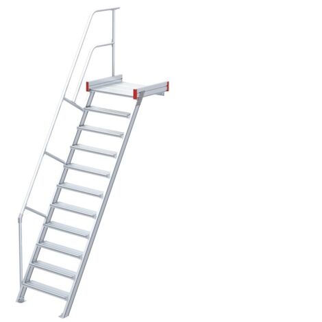 Euroline 511 Podesttreppe 60° 600mm Stufenbreite 11 Stufen Alu gerieft
