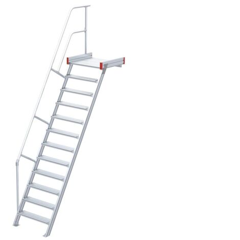 Euroline 511 Podesttreppe 60° 600mm Stufenbreite 12 Stufen Alu gerieft