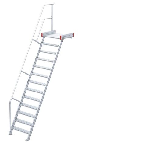 Euroline 511 Podesttreppe 60° 600mm Stufenbreite 13 Stufen Alu gerieft