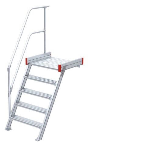 Euroline 511 Podesttreppe 60° 600mm Stufenbreite 5 Stufen Alu gerieft