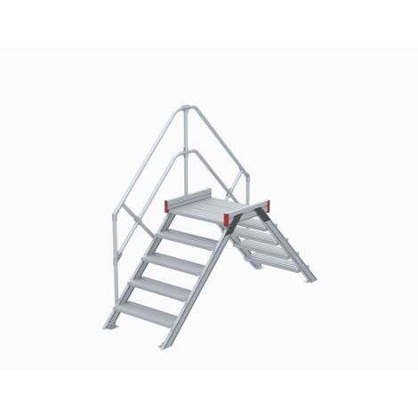 Euroline 512 Überstieg 45° 1000mm Stufenbreite 2x5 Stufen Alu gerieft
