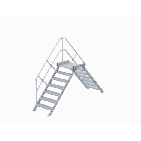 Euroline 512 Überstieg 45° 600mm Stufenbreite 2x7 Stufen Alu gerieft