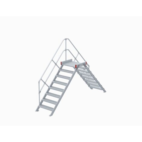 Euroline 512 Überstieg 45° 600mm Stufenbreite 2x8 Stufen Alu gerieft