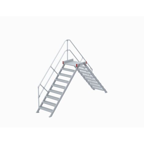 Euroline 512 Überstieg 45° 600mm Stufenbreite 2x9 Stufen Alu gerieft