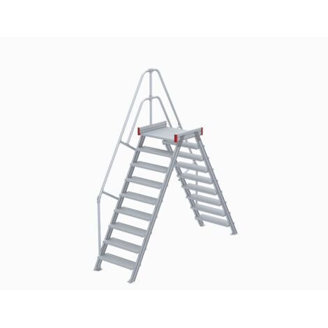 Euroline 512 Überstieg 60° 1000mm Stufenbreite 2x9 Stufen Alu gerieft