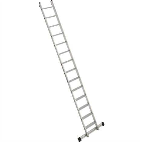 Euroline Premium 30174 Alu Stufenanlegeleiter mit integriertem Anlegegummi 14 Stufen
