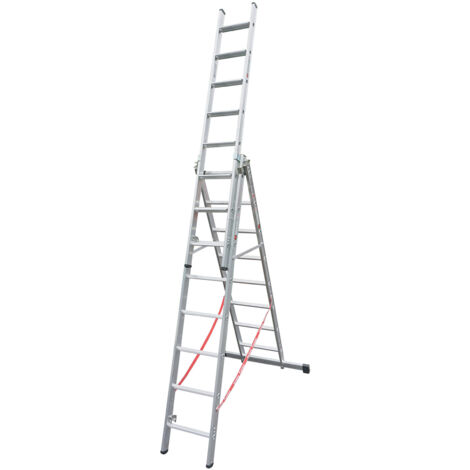 Euroline Premium 30777 Stufen Mehrzweckleiter mit Wandlaufrollen 3-teilig 3x8 Stufen