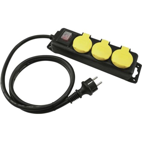 Eurolite 30240119 Multipresa con interruttore Nero, Giallo Schuko 1 pz.