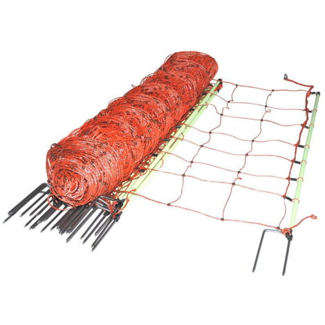 EuroNetz Gallagher rete per ovini arancio altezza 90 cm 2 punte e lunghezza 50 m completa di 14 picchetti