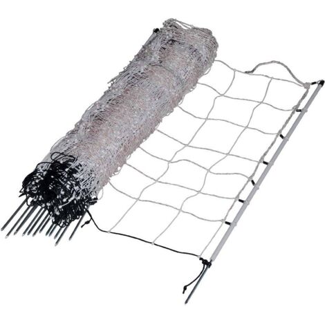 EuroNetz Turboline Gallagher rete bianco per ovini altezza 90 cm completo di 14 picchetti lunghezza 50m