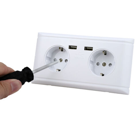 Europäische Multifunktions-Wandsteckdose mit 2 USB-Anschlüssen zum Laden von Mobilgeräten, 250 V – Dual-EU-Anschluss, flammhemmendes PC-Material, CE/RoHS-zertifiziert