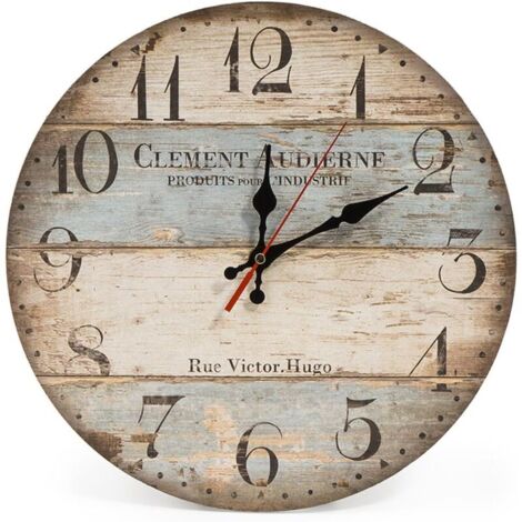 Europäische Retro-Wanduhr, pastorale Wohnzimmer-Wanduhr, einfache Dekoration, Holz-Wanduhr, Quarz-Wanduhr