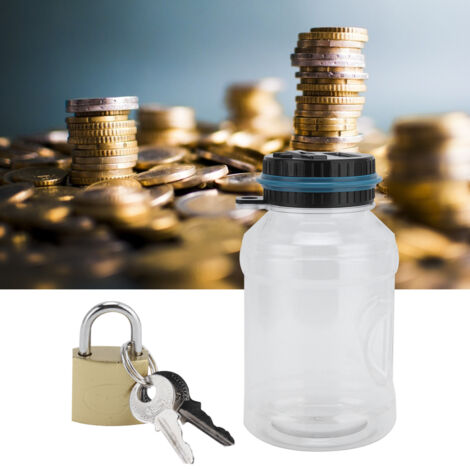 Europäische Spardose mit Sicherheitsschloss und digitalem LCD-Display – Transparent, ABS, 1,8 l
