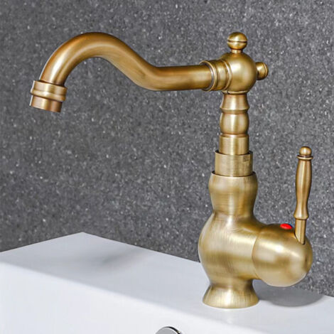 Europäischer Retro-Wasserhahn, antiker Kalt- und Warmwasserhahn, Waschtisch, Retro-Drehhahn, Kupferfarbe