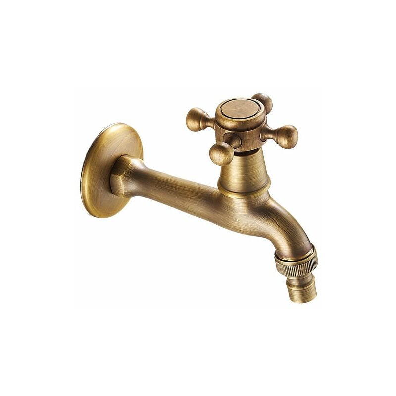 European antique brass washing machine faucet - for garden toilet, antique cross handle faucet (for washing machine)