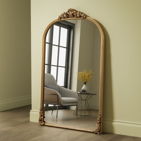 LIVINGANDHOME European Arched Framed Ornate Decorative Full Length Mirror 173cm H