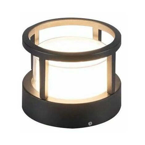 European Cylindrical Lawn Pedestal Lamp, Outdoor Garden Column Light Waterproof Landscape Courtyard Deck Patio Pier Path Grassland Floor Lights LED Pillar Light Villa Pathway Fence Pillar Lamp M